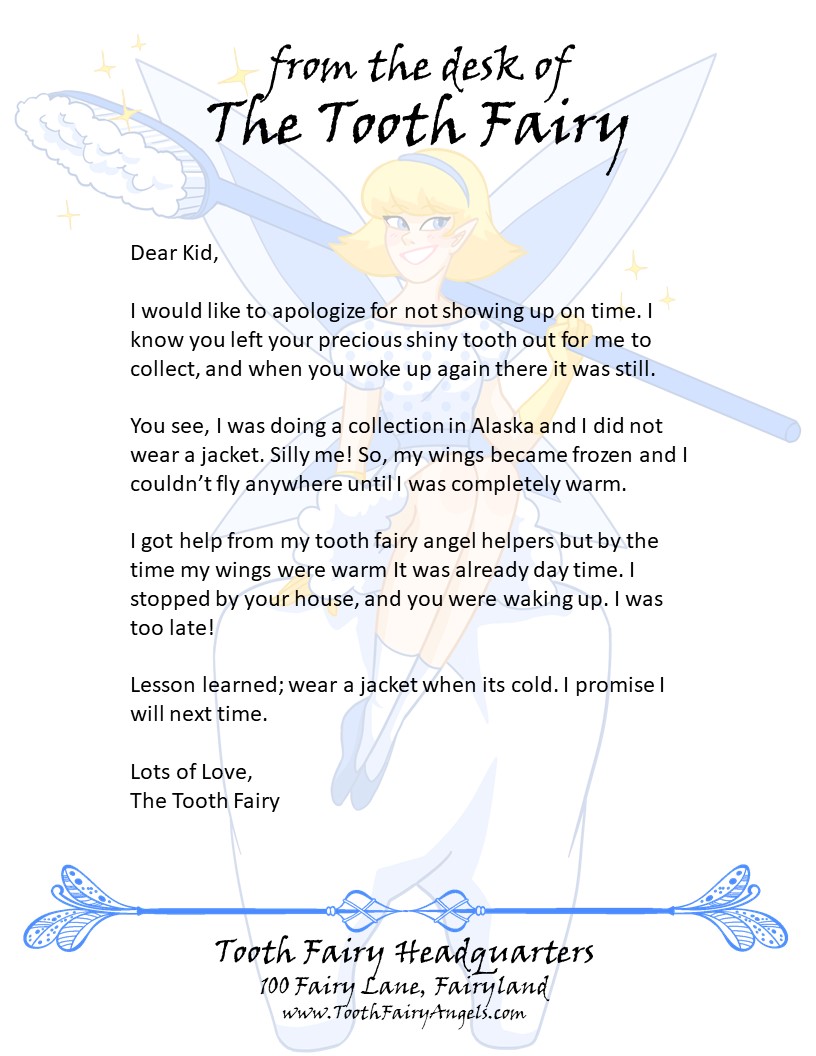Printable Tooth Fairy Apology Letter Template Printable Templates